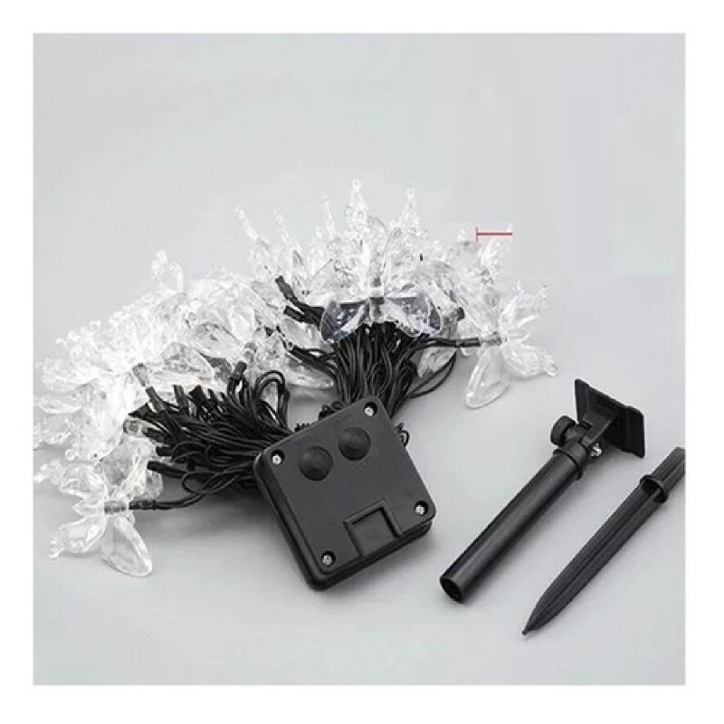 Guirnalda Solar Mariposas 30 Led 5 Metros Luz Calida