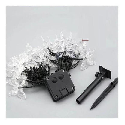 Guirnalda Solar Mariposas 30 Led 5 Metros Luz Calida