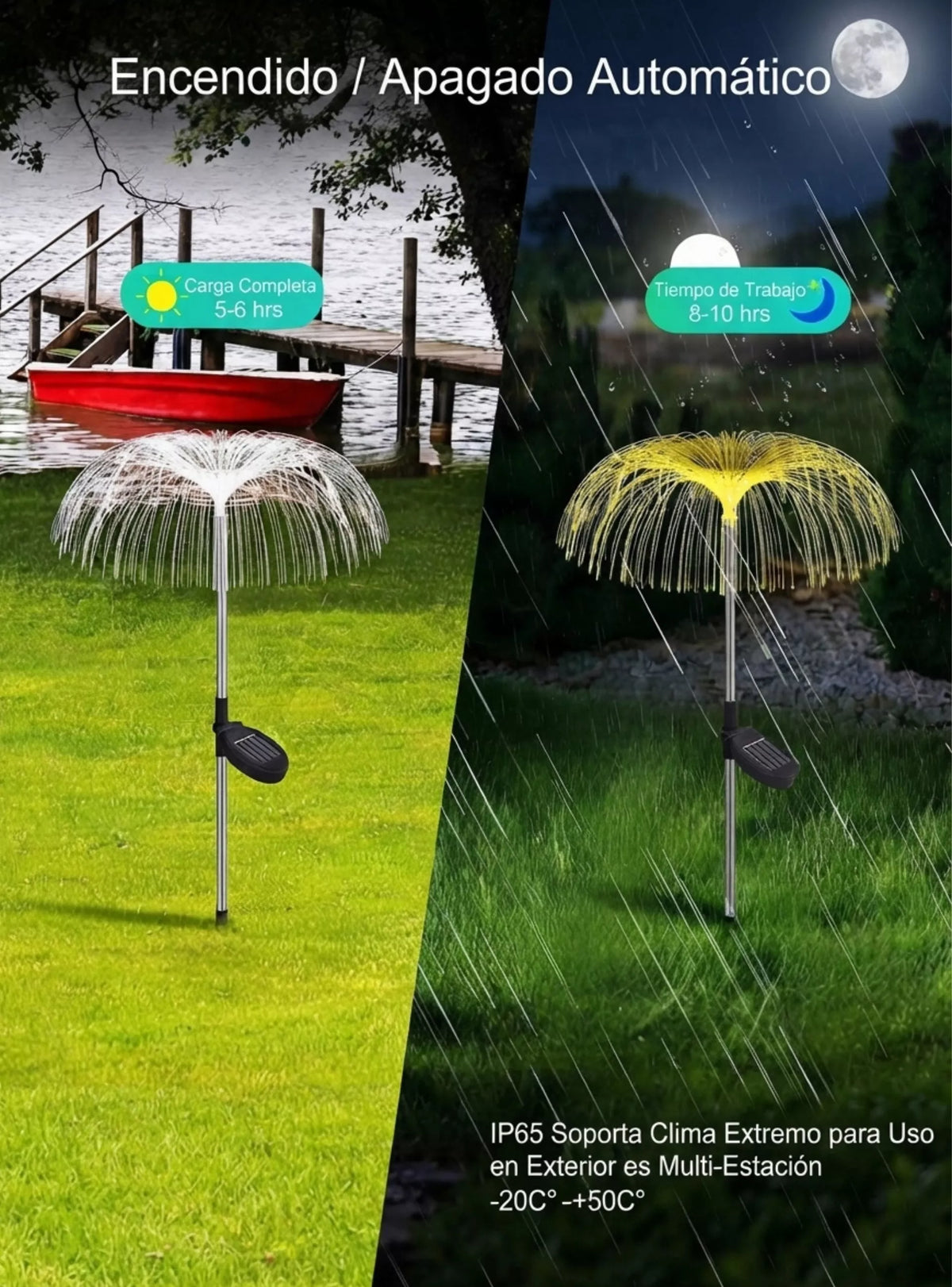 Luz solar decorativa de jardín forma de Medusa De Una Capa, Luz Cálida