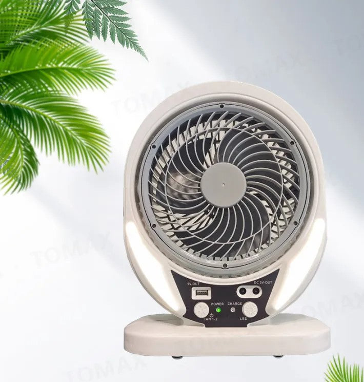 Ventilador Portátil Recargable Con Panel Solar 7 pulgadas
