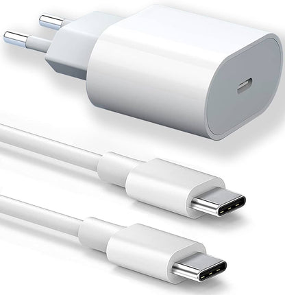 Cable Carga Rápida Doble Entrada Usb-c Cargador De Pared 20w
