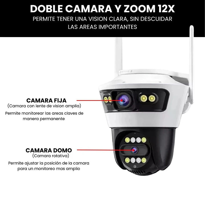 Cámara de Seguridad Exterior 6 WiFi Doble Lente con Seguimiento Inteligente e IA