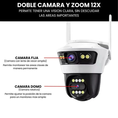 Cámara de Seguridad Exterior 6 WiFi Doble Lente con Seguimiento Inteligente e IA