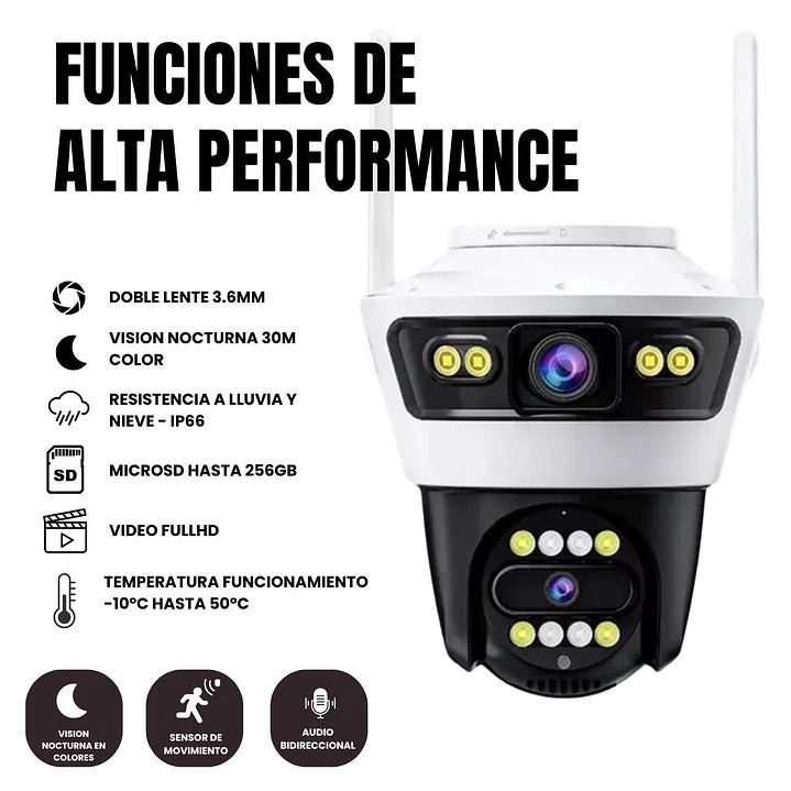 Cámara de Seguridad Exterior 6 WiFi Doble Lente con Seguimiento Inteligente e IA