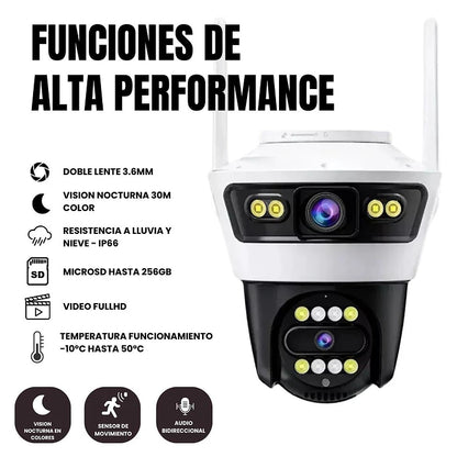 Cámara de Seguridad Exterior 6 WiFi Doble Lente con Seguimiento Inteligente e IA