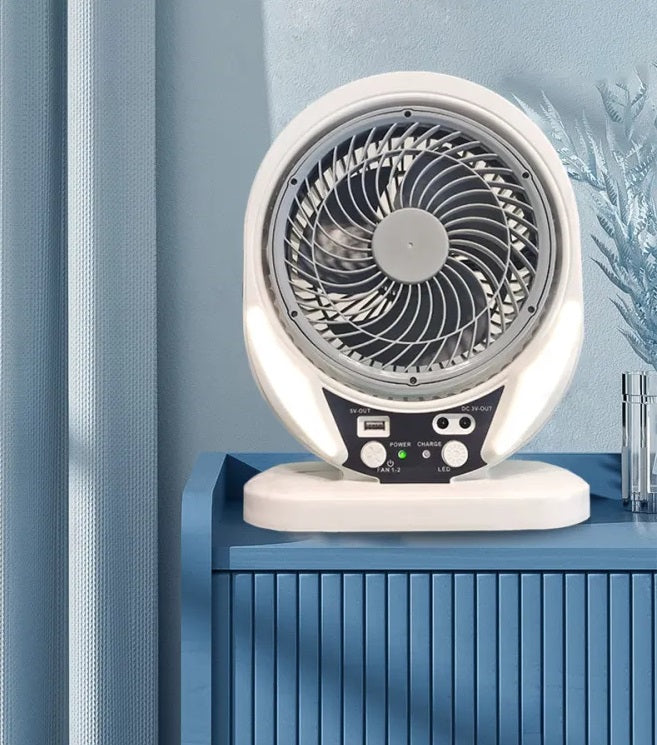 Ventilador Portátil Recargable Con Panel Solar 7 pulgadas