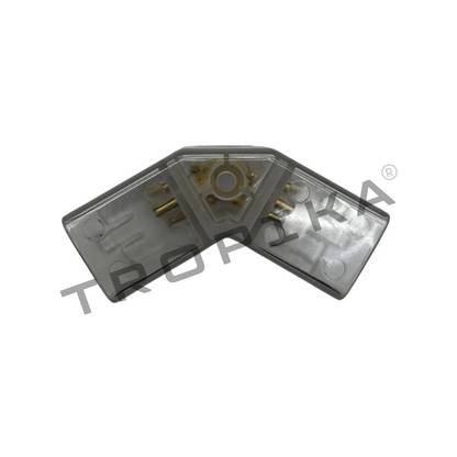 Módulo conector acrílico en V 120° AX048 - vista de contactos dorados