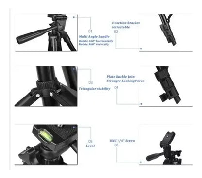 Trípode 3366 1.40m Para Cámaras Y Celulares