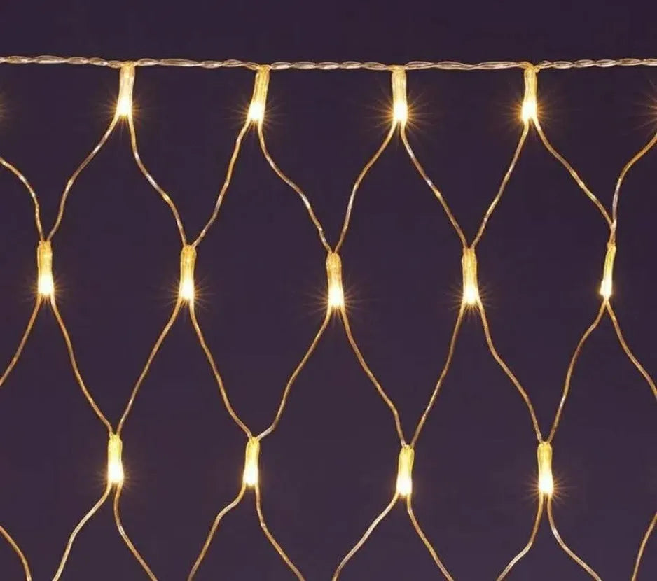 Luces De Navidad Cascada Malla 88 Led Solar Cálida