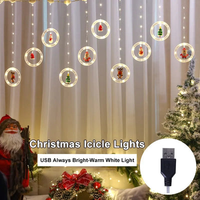 Guirnalda Cortina De Navidad Usb Aritos Con Detalles