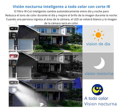 Cámara De Exterior/interior Wifi 2 Lentes Vigilancia Ip66
