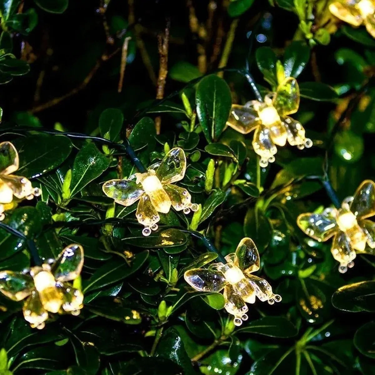 Guirnalda Solar Mariposas 30 Led 5 Metros Luz Calida