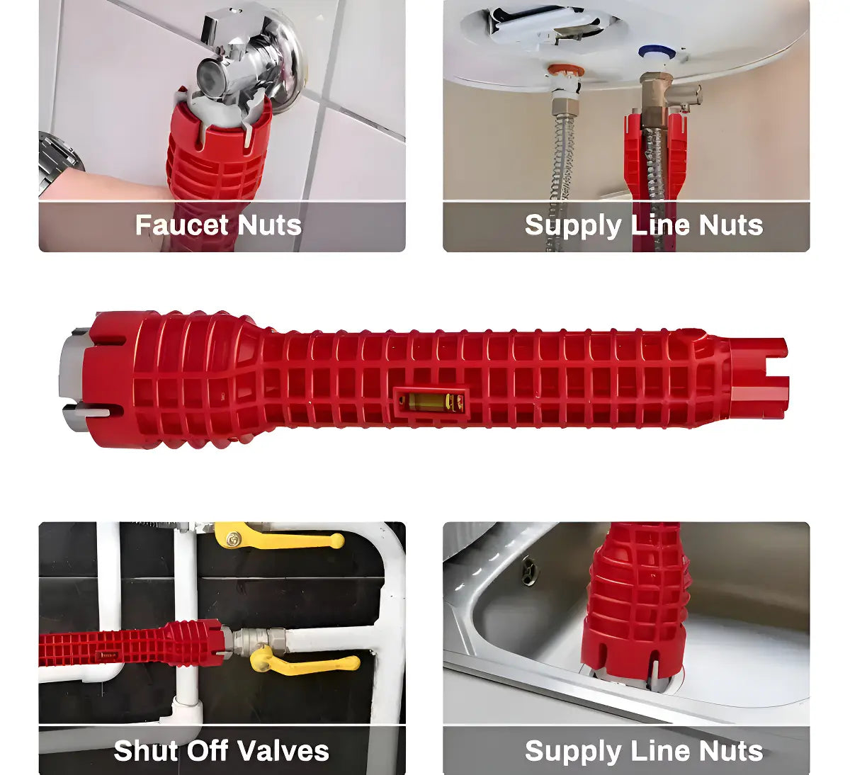 Llave Francesa Ajustable de ABS Para Grifo y Desagüe Roja