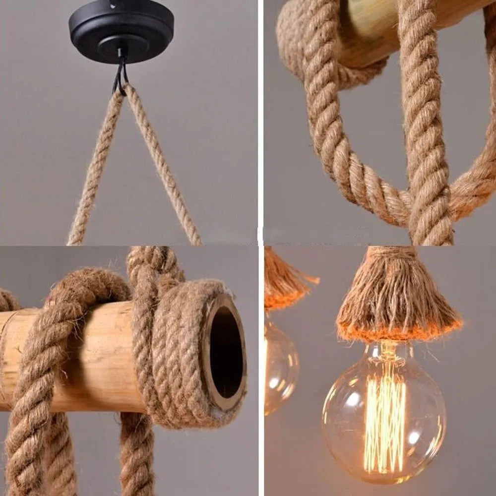 Lámpara Colgante Bambu 6 Cuerdas