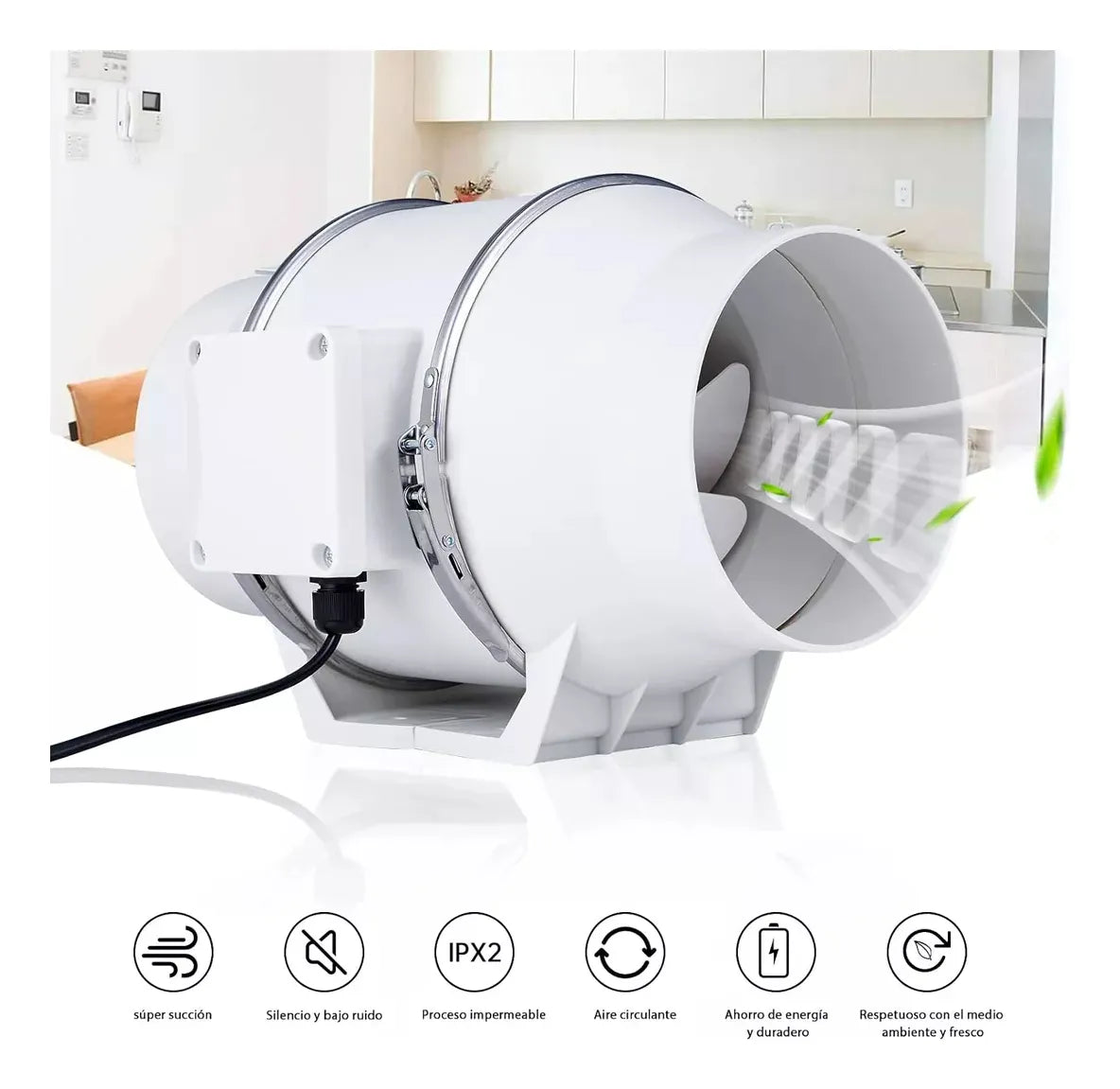 Extractor De Aire Industrial 6 Pulgadas 200mm 80w Color Blanco