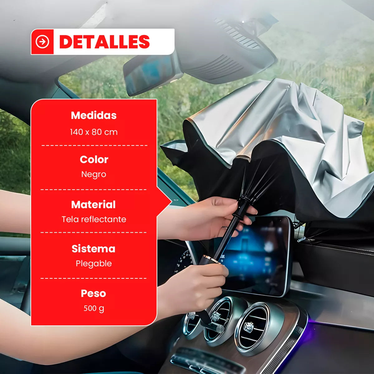 Quitasol Parasol Parabrisas De Auto Tipo Sombrilla Cubre Sol