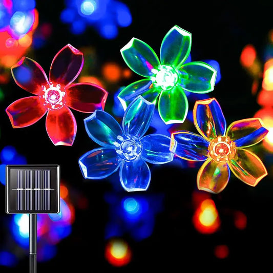 Guirnalda de Flor De Cerezo Solar  5 M 20 Cabezas, Luz De Colores