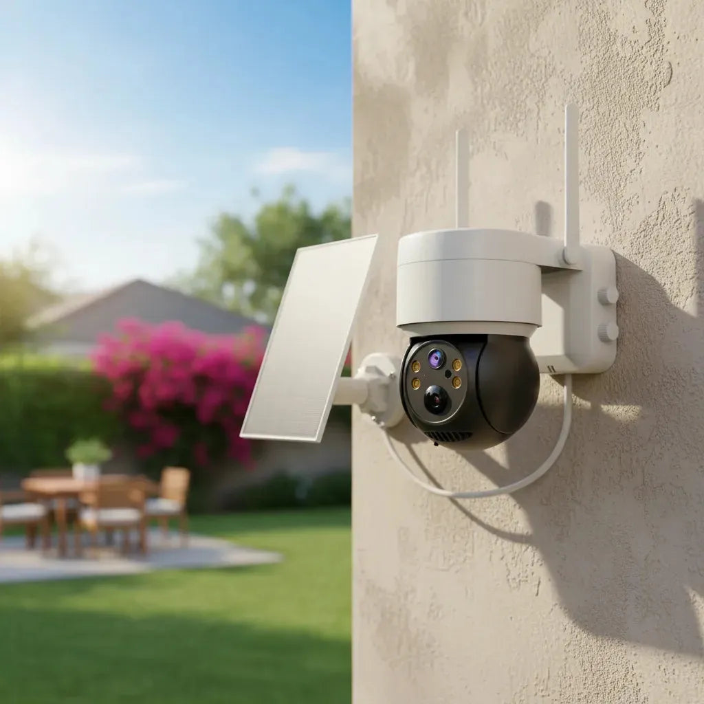 Cámara Solar para Exteriores IP 1080 Inalámbrica 360° Blanca