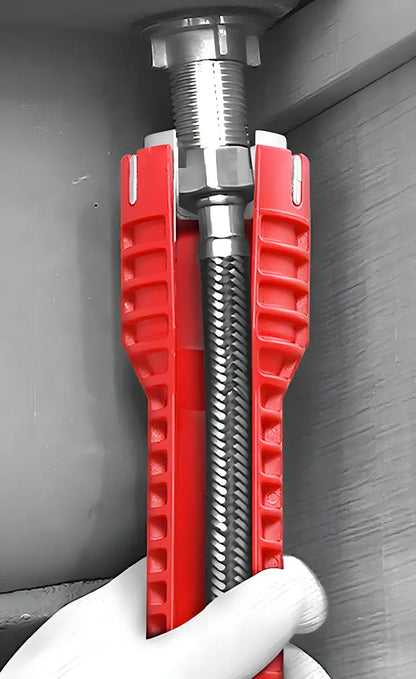 Llave Francesa Ajustable de ABS Para Grifo y Desagüe Roja