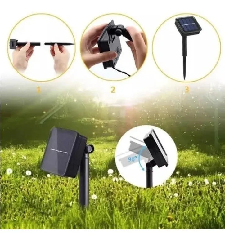 Luces De Navidad Cascada Malla 88 Led Solar Cálida