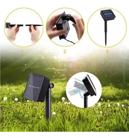 Luces De Navidad Cascada Malla 88 Led Solar Cálida