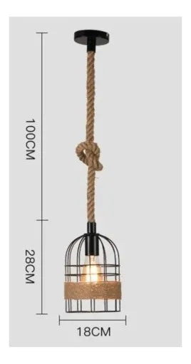 Lámpara Colgante Diseño Cordón y Jaula 