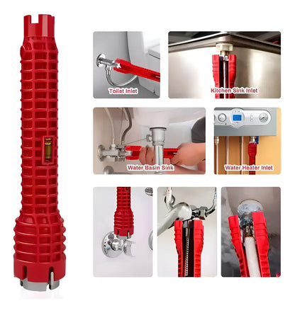 Llave Francesa Ajustable de ABS Para Grifo y Desagüe Roja