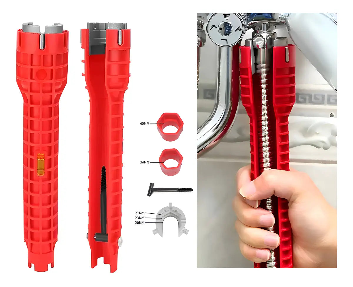 Llave Francesa Ajustable de ABS Para Grifo y Desagüe Roja