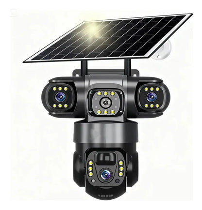 Cámara 4G Solar con Chip Integrado 3 Lentes con Alarma Exterior