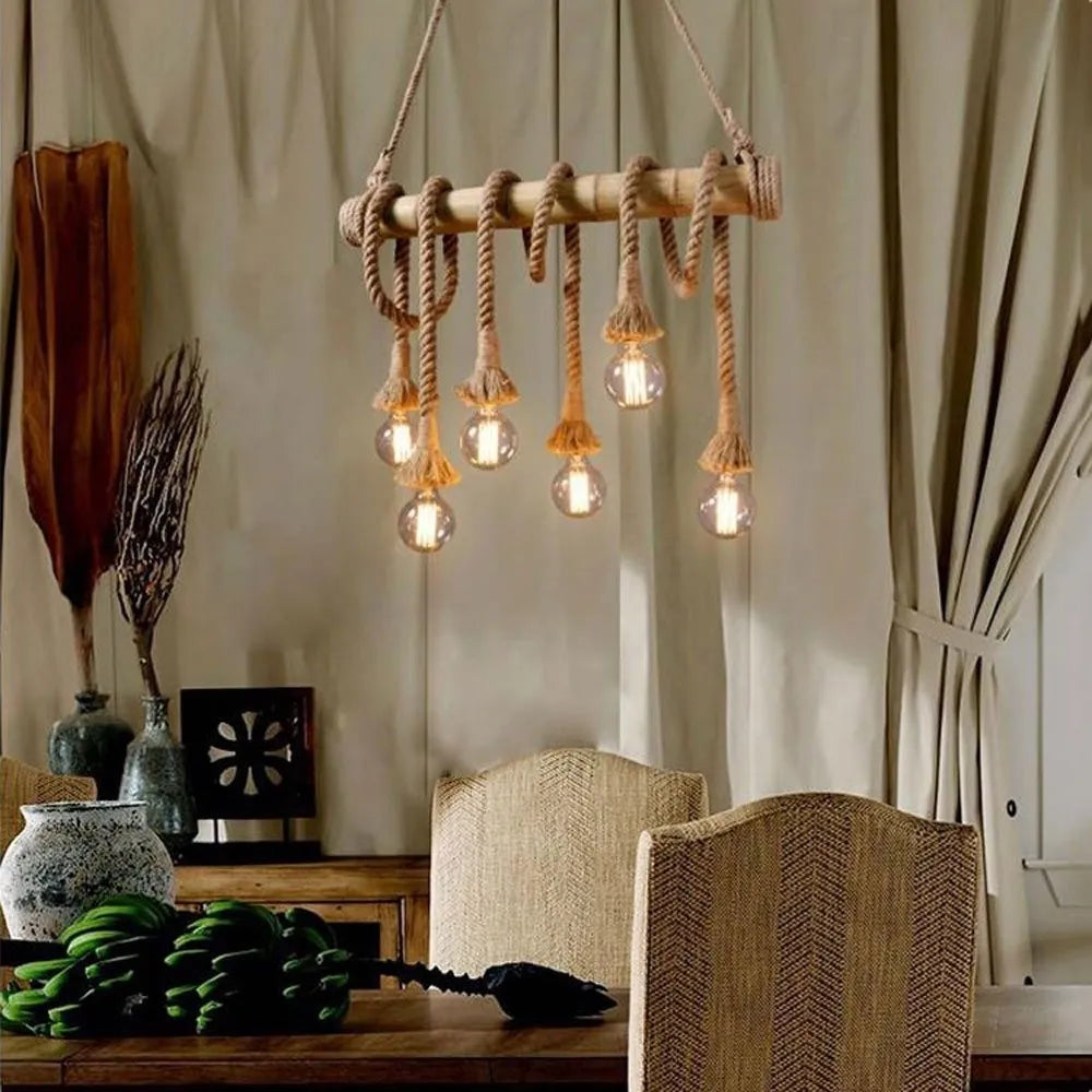 Lámpara Colgante Bambu 6 Cuerdas