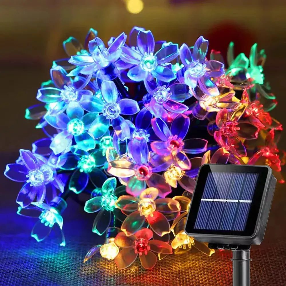 Guirnalda de Flor De Cerezo Solar  5 M 20 Cabezas, Luz De Colores