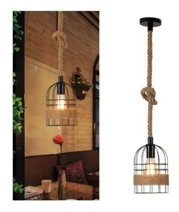 Lámpara Colgante Diseño Cordón y Jaula 