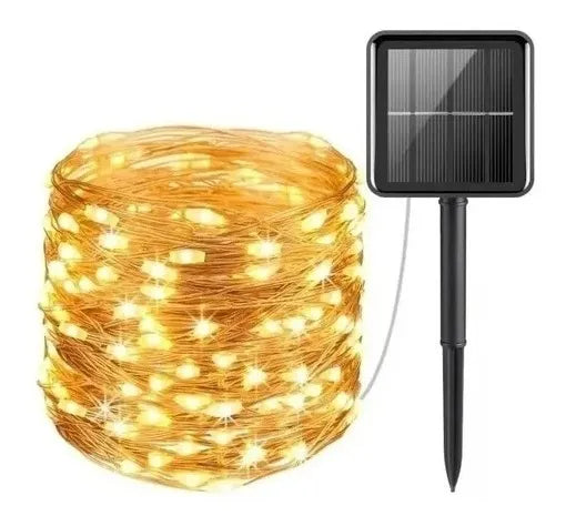 Guirnalda Solar Luces Hada 200 Led 20 Metros Calida
