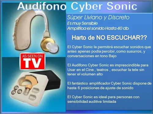 Audífono auditivo recargable Cyber Sonic YA-26548 - accesorios incluidos