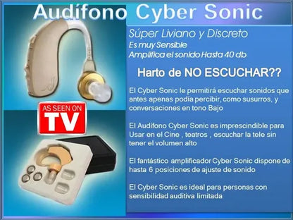 Audífono auditivo recargable Cyber Sonic YA-26548 - accesorios incluidos
