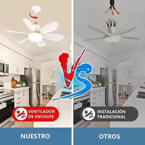 Ventilador de techo con luz LED 6 aspas E27 AX058 - control remoto