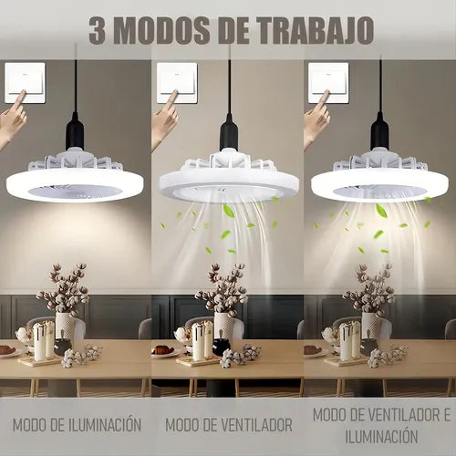 Ventilador de techo con luz LED E27 AX057 - instalado en dormitorio