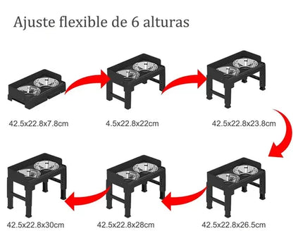 Comedero Para Mascotas Plegable Y Elevable Altura Ajustable (5 Niveles)