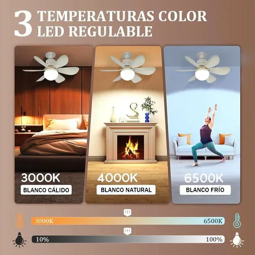 Ventilador de techo con luz LED 6 aspas E27 AX058 - vista de aspas