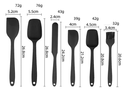 Set  5 Piezas de espátulas y utensilios de cocina en silicona negra