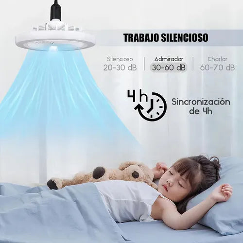 Ventilador de techo con luz LED E27 AX057 - vista de instalación en soquete