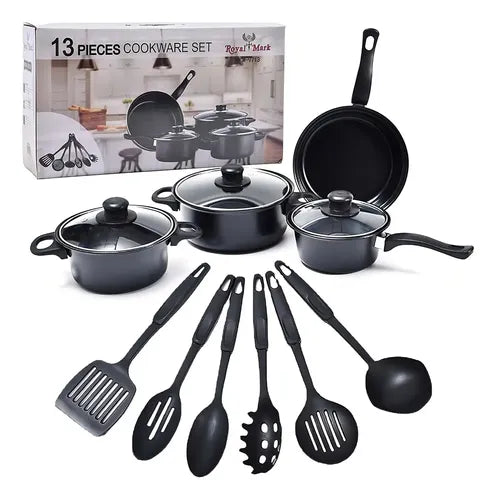 Juego De ollas y Utensilios antiadherente  De Cocina 13 Piezas