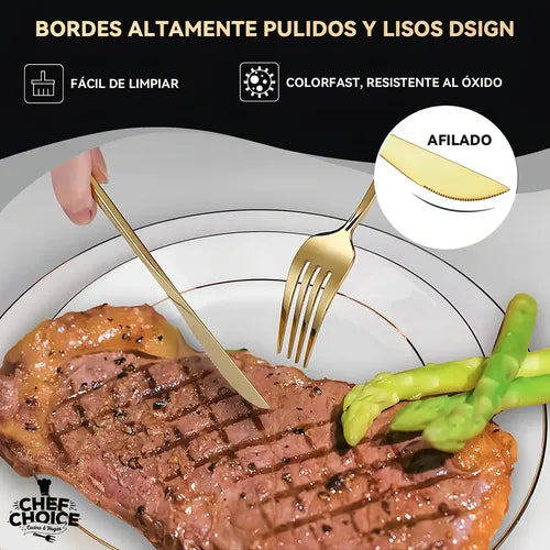 Juego De Cubiertos 24 Piezas 'Portugal', Todo Dorado