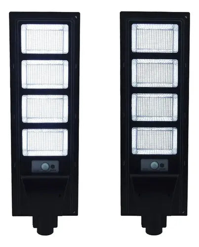 Luminaria solar de calle 4 filas AX055 - vista general del poste con 4 placas LED