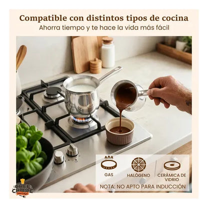 Set de 3 jarras lecheras de acero inoxidable con mango  200 / 400 / 600 Ml