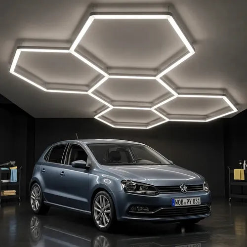 Panel LED Hexagonal Lavado Autos AX044 - instalado sobre vehículo