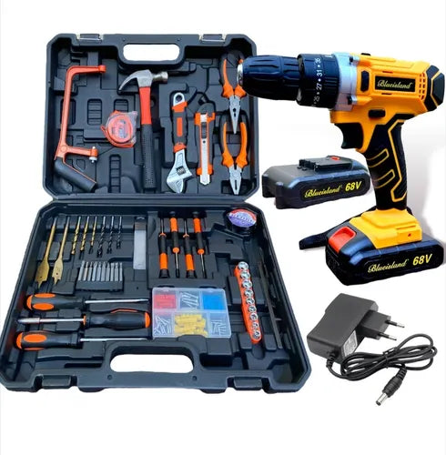 Taladro Inalámbrico Percutor 68v + 2 Baterias + Accesorios
