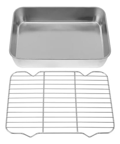 Set de Bandeja Para Hornear de Acero Inoxidable con Rejilla 30cm
