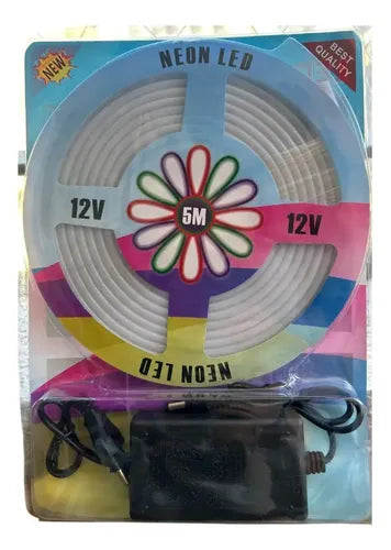 Tira LED Flexible 5 M, Luz Blanca, Con Fuente 12V 3A Y Clips