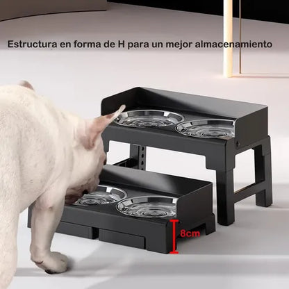 Comedero Para Mascotas Plegable Y Elevable Altura Ajustable (5 Niveles)